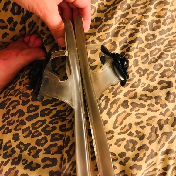 Stuart Weitzman  size 10 clear & black jelly sandal flip flop / thong - Picture 8 of 10